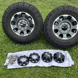 F250/F350 Tremor Wheels And Tires Duratrac Wrangler LT285/75R18 35” With Caps And Lugs