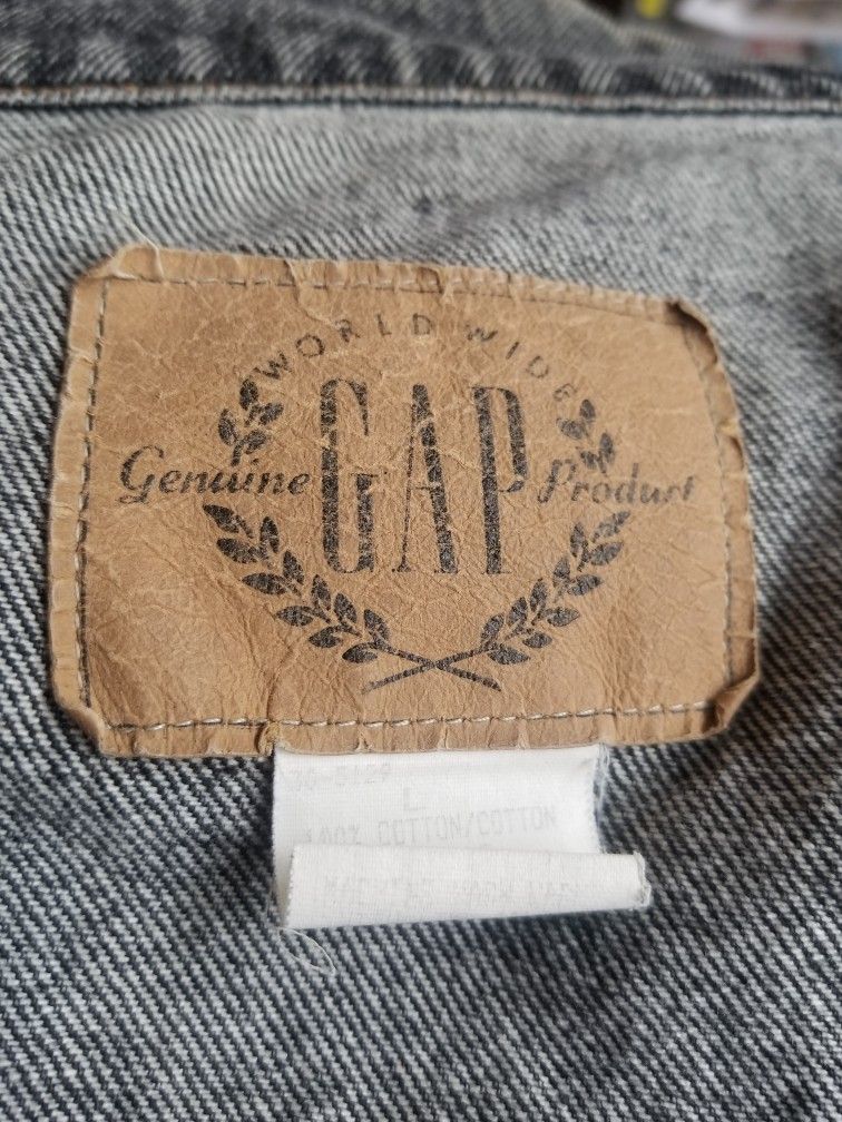 Men's Vintage GAP Black Faded Denim Jean Jacket/Large