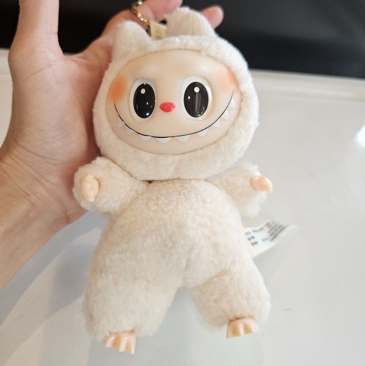 Labubu Exciting Macaron Vinyl Face toy plush doll Soymilk Beige gift