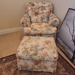 Floral Chair & Ottoman