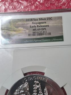 2018 5oz Silver Voyageurs Quarter NGC MS69 DPL