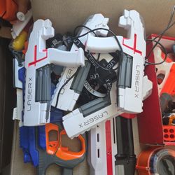 Mixed Laser And Nerf Guns And Toys