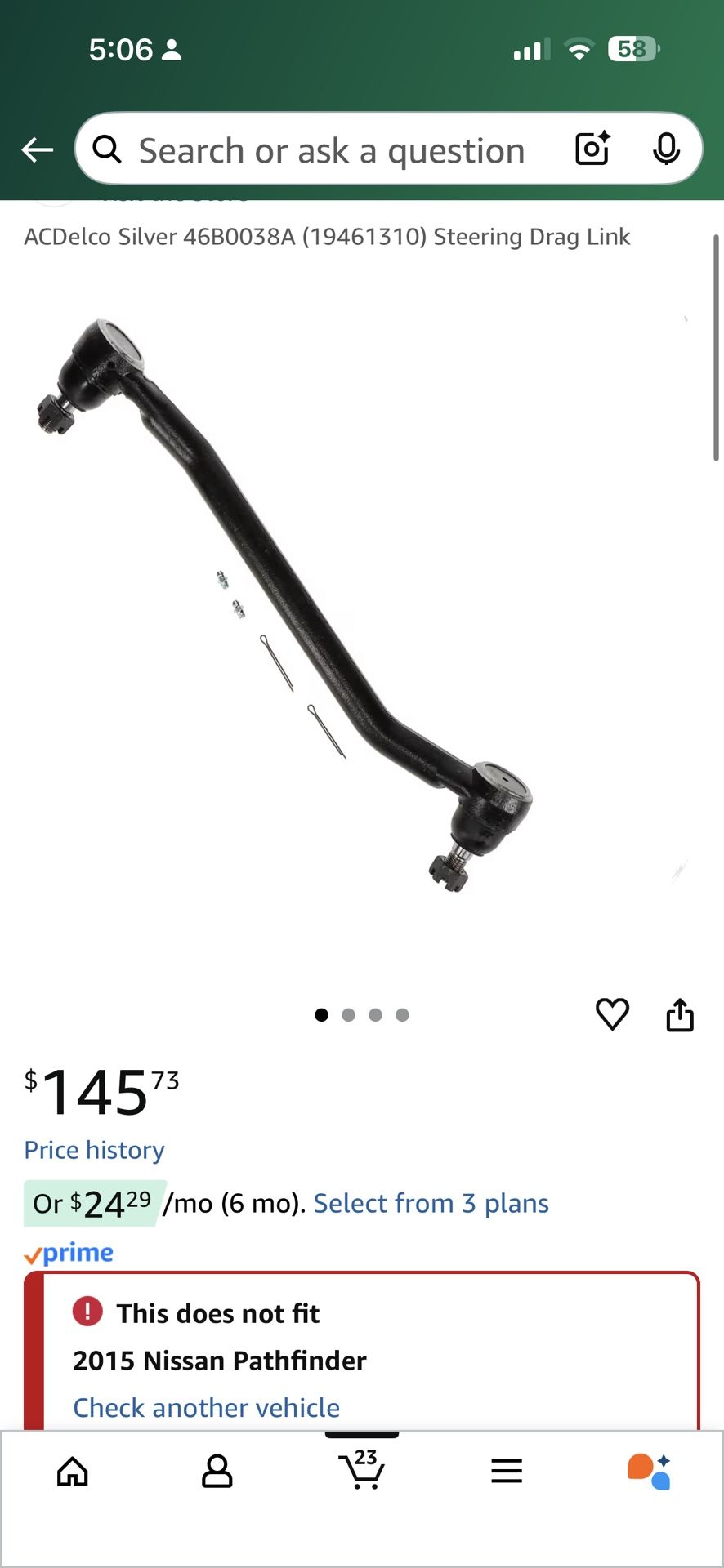 ACDelco Silver 46B0038A (1(contact info removed)) Steering Drag Link