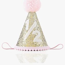 Half Birthday Hat - Bow Cake Smash Crown for 6 Month Baby, Mini Photo Prop