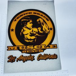 Iron On Heat Transfer  Good For T-shirts Sweaters Jackets T Shirt Design Size Is About 12x10 Venice Beach Muscle Beach  #334
