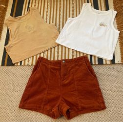 Oneill Wild Fable Women’s Summer Tops and Shorts rust Small
