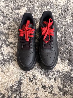 Nike Air Force 1 Black Red Laces Low Top
