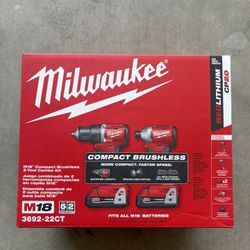 Milwakee Drill / Impact  18v With 2 Batteries, Charger And Bag 