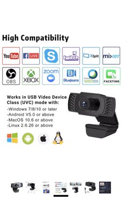 Webcam with Dual Microphone, Plug & Play, USB 2.0 Desktop Laptop Computer HD 1080P Web Camera with Auto Light Correction, for Video Streaming, Confer