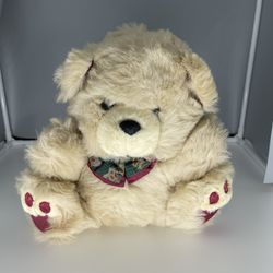 Vintage DanDee Teddy Bear 12" Plush Stuffed Animal Cream With Bow Tie-Preowned In Good Condition.