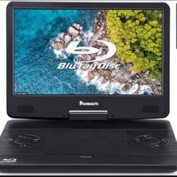 NAVISKAUTO 15.6" Portable Blu Ray Player with 13.3" 1080P HD Screen Rechargeable Battery Support HDMI Input & HDMI Output, Sync Screen, AV Out & in,