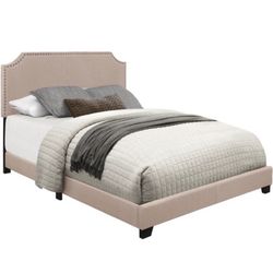 New Full Size Beige Upholstered Bed