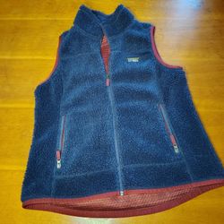 L.L. Bean Mountain Pile Fleece Jacket Vest Polyester Full Zip Blue Women' Men?Lg