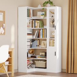 L-shaped Bookshelf,white Bookcase