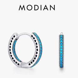 925 Sterling Silver Turquoise Hoop Earrings 
