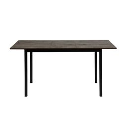 Open Box Homy Casa BARI WALNUT BLACK LEG Dining Table "47.2-63" W x 31.5" D x 29.5" H" Extendable Table for Dining Room, Office, Apartment, Home Works