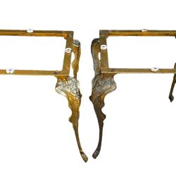 Vintage Pair Of Side Tables. Brass Legs (New, Never Been Used)