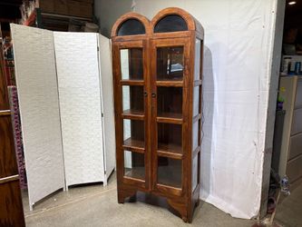 NOVA Rustic Double Arch  Wood Curio Cabinet
