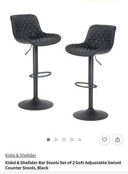 2- Adjustable swivel bar stools - Black