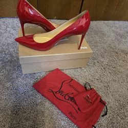 Christian Louboutin 85mm red patent Kate pumps size 40.5