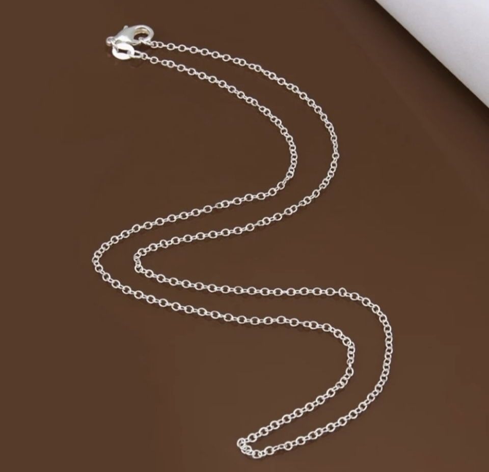 NEW 925 Silver Plated Rolo Cable Chain Link 18” Necklace