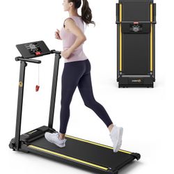 UREVO Treadmill with Standing Desk Workstation, Walking Pad Treadmills for Home Office, Under Desk Compact Design Treadmill with HIIT Programs, Remote