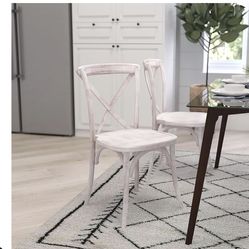 3 New White Wood Chairs