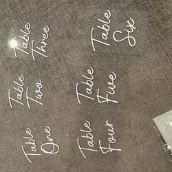 Table Numbers 1-6