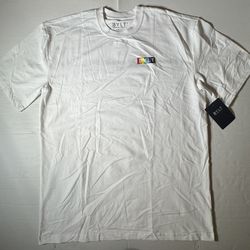 NWT  BYLT  LGBTQ Rainbow  Box Tee LUX  Short Sleeve T Shirt  Printed  White  Men  Size XL