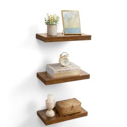 VASAGLE Floating Shelves Wall Mounted Set of 3 - Brown  