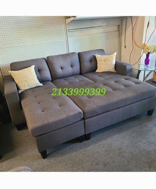 Gray Sectional Sofa With Extra Large Ottoman