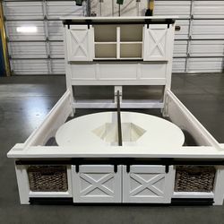 Solid Wood Storage Queen Size Bed