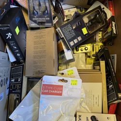 Box Full Of Adapters, Chords, Headphones And More!