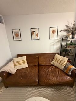 Restoration Hardware Brown Leather Sofa
