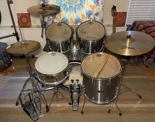 Pearl Export Series Drum Set, Double Pedal, Nice Cymbals