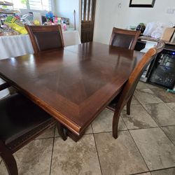 Heavy Wooden Table With Chairs