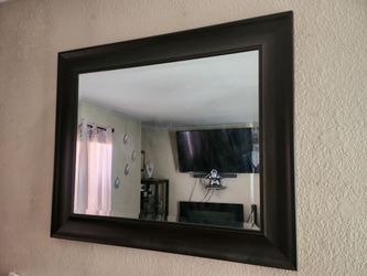 Large Wall Mirror with Dark Frame