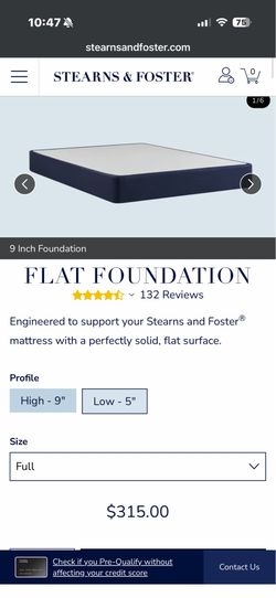 LIKE NEW Stearns and Foster Flat Foundation Box Spring Frame FULL