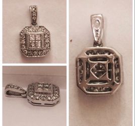 Genuine diamond 14k white gold pendant