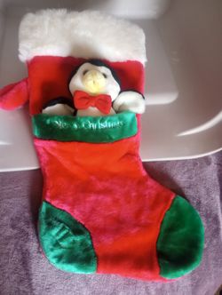 Christmas Stocking Penguin With A Bowtie