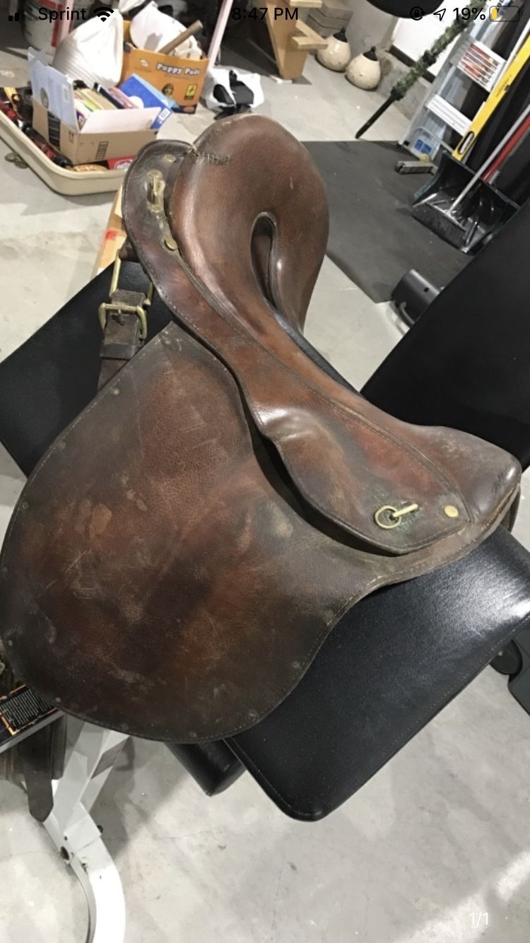 English leather riding saddle