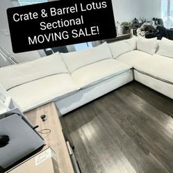 Crate & Barrel Lotus Sectional Couch Sofa Cloud 