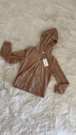 Velour Zip-Up Hoodie with Rhinestone Detail