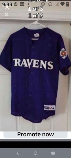 AUTHENTIC VINTAGE MAJESTIC *MED* BALTIMORE RAVENS BUTTON UP JERSEY SUPERBOWL PATCH Like New!