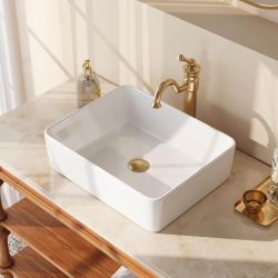 DEERVALLEY - 19 in. x 15 in. Rectangular Vessel Bathroom Sink in White Ceramic with Art Basin DEERVALLEY - 19 in. x 15 in. Rectangular Vessel Bathroom