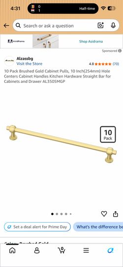 Set of 10 Gold Cabinet Door Handles