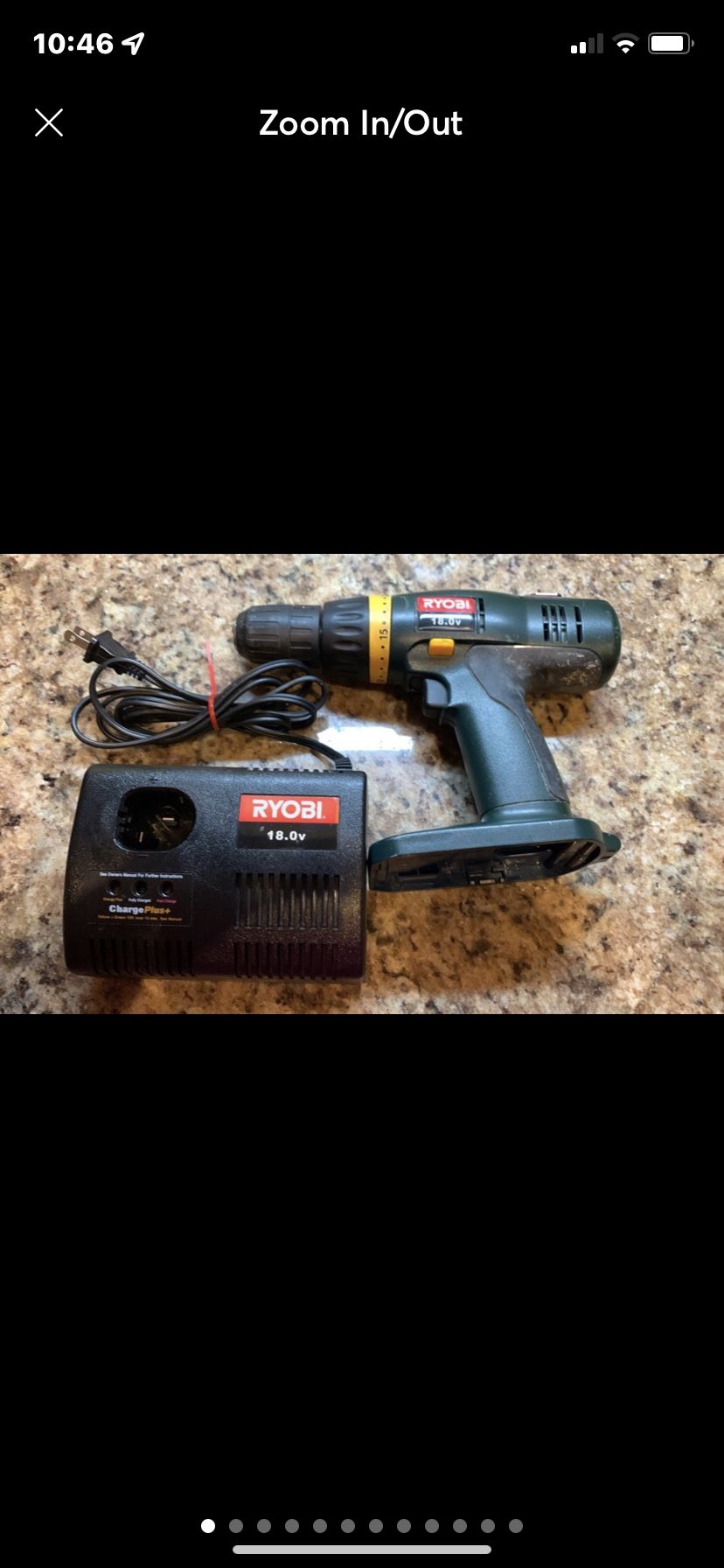 RYOBI HP1802M 1/2" 18 V. Cordless DRILL & RYOBI Battery Charger 1423701
