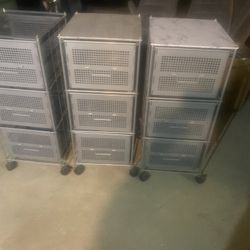 3- 3 Tier Rolling Cabinets For Cosmetic Salon Files 50.00 For All Or 25.00 Each