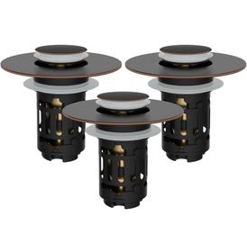 (Brand New in Box) Hibbent 3 PCS Upgraded 3 in 1 Bathroom Sink Drain Strainer, Pop Up Stopper Universal Sink Plug, Removable Stainless Steel Filter B