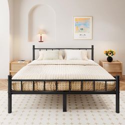 zizin Twin Size Metal Bed Frame with Headboard & Footboard 14 Inch Metal Platform Mattress Foundation Support with Steel Slat, Under Bed Storage, No B